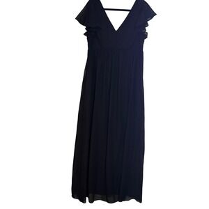 Birdy Grey Hannah Chiffon Maxi Dress Black V Neck Bridesmaid‎ Formal Large